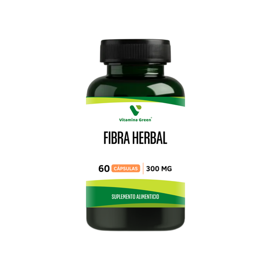 Fibra Herbal 300 mg de Vitamina Green. Suplemento con Linaza y Aloe Vera diseñado para complementar tu dieta y apoyar el bienestar digestivo natural. Chile.