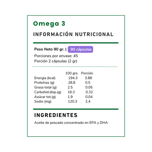 Vitamina Green Omega 3: suplemento para la salud de tu corazón, cerebro y visión. ¡Compra en Chile y protege tu bienestar hoy!