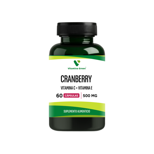Suplemento de Cranberry 500 mg con Vitamina C de Vitamina Green. Fórmula natural con propiedades antioxidantes para el apoyo del bienestar de las vías urinarias