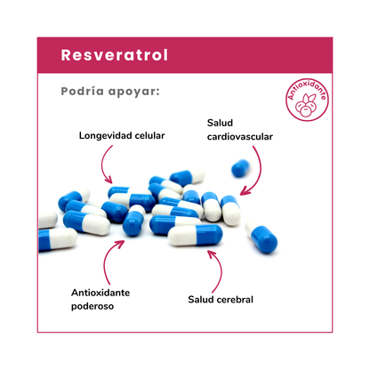 Resveratrol Vitamina Green, suplemento potente antioxidante que ayuda a combatir el envejecimiento celular. ¡Protege tu juventud y compra en Chile!