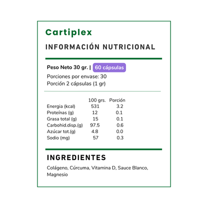 Cartiplex Vitamina Green: con Colágeno y Cúrcuma para aliviar el dolor en articulaciones y mejorar la movilidad. ¡Compra en Chile y siéntete aliviado!