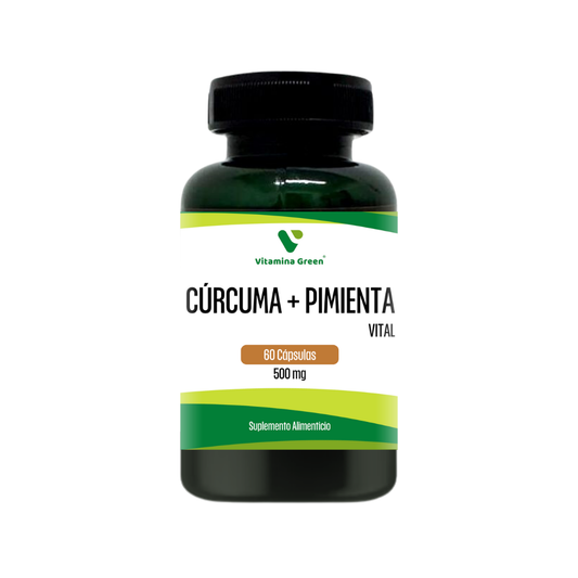 Vitamina Green Cúrcuma con Pimienta: poderoso antiinflamatorio natural y antioxidante. Mejora tu bienestar en Chile. ¡Compra ahora y siéntete mejor!