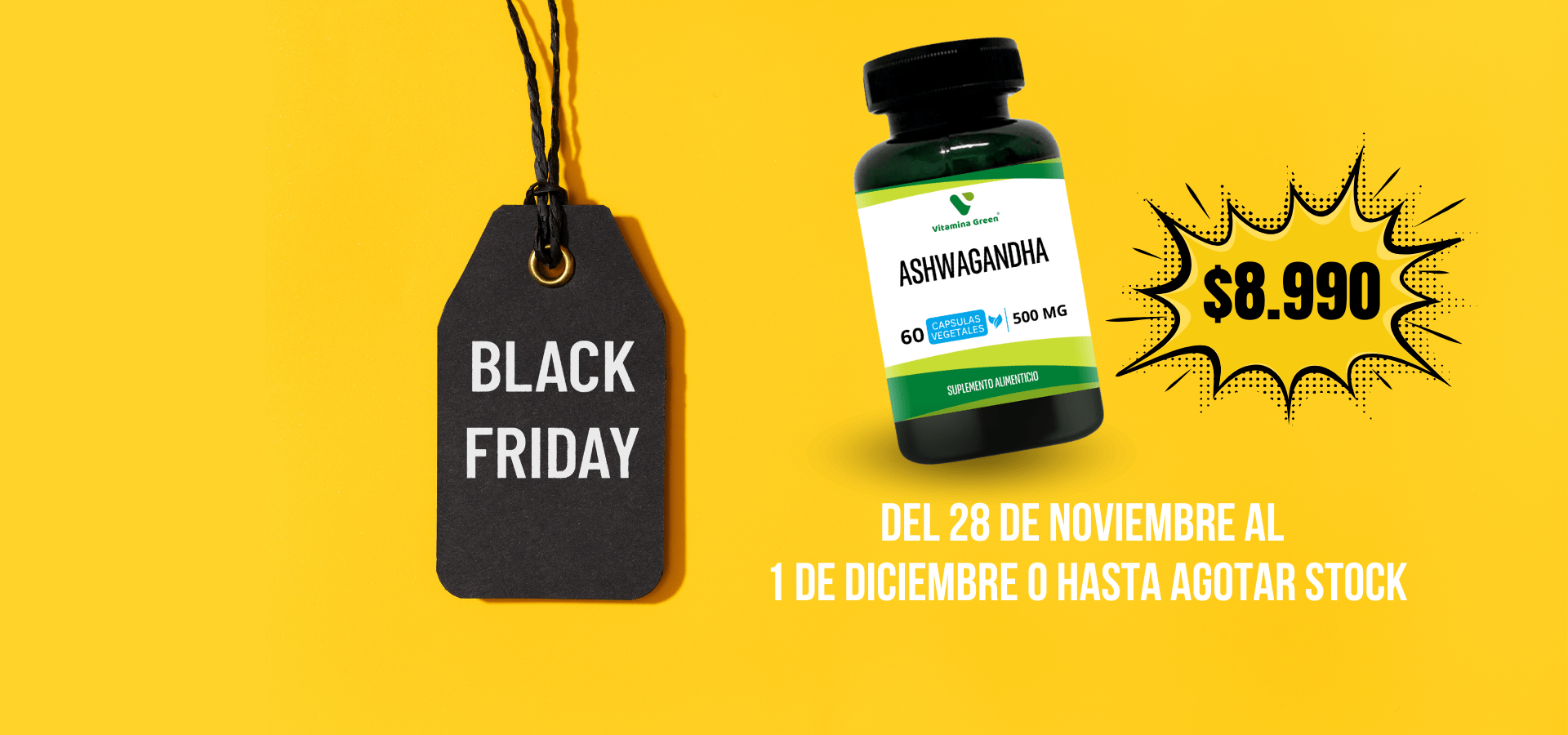 Ashwagandha Vitamina Green: el suplemento natural ideal para reducir el estrés y la ansiedad. ¡Compra en Chile y encuentra tu calma hoy!