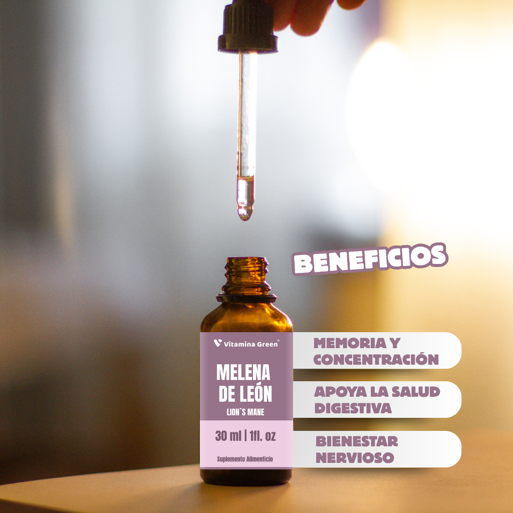 Mejora tu enfoque y bienestar mental con Melena de León en gotas. Compra ahora en Vitamina Green, envío rápido en Chile.