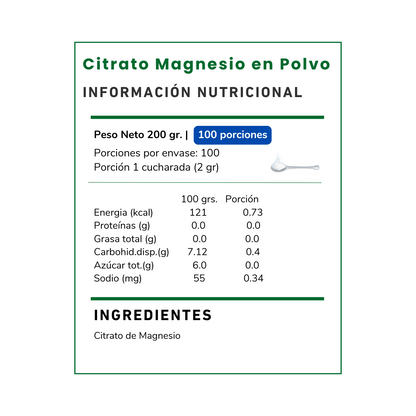 Citrato de Magnesio Vitamina Green: máxima absorción y relajación. Mejora tu sueño y reduce el estrés. ¡Compra el tuyo en Chile!