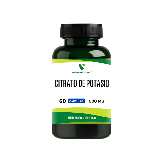 Descubre el Citrato de Potasio 500 mg de Vitamina Green. Suplemento mineral que apoya el funcionamiento muscular y bienestar general. Envío a todo Chile.