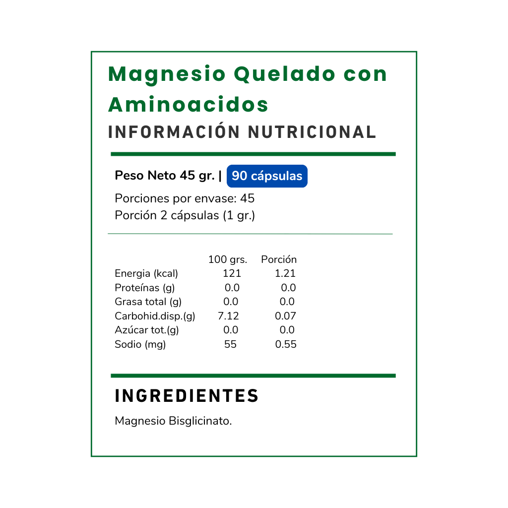 Magnesio Quelado con Aminoácidos, mejora tu salud muscular, reduce el estrés y optimiza el bienestar general. ¡Dale a tu cuerpo el impulso que necesita!