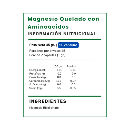 Magnesio Quelado con Aminoácidos, mejora tu salud muscular, reduce el estrés y optimiza el bienestar general. ¡Dale a tu cuerpo el impulso que necesita!