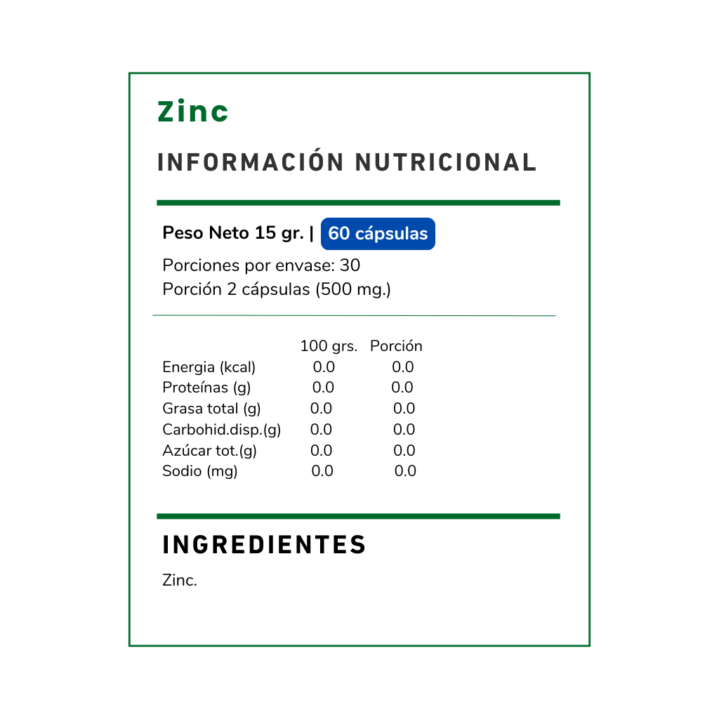 Zinc, Fortalece tu sistema inmunológico, mejora la piel y apoya la salud celular. ¡Un mineral esencial para tu bienestar diario!