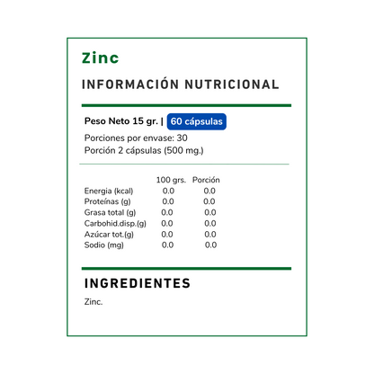 Zinc Vitamina Green: fortalece tu sistema inmune y mejora la salud de tu piel de forma natural. ¡Compra tu suplemento esencial en Chile!