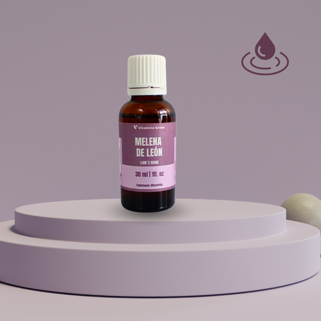 Melena de León en gotas, fortalece tu memoria, mejora la concentración y apoya la salud cerebral. ¡Potencia tu mente de forma natural!