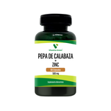 Pepa de Calabaza con Zinc, Promueve la salud prostática, fortalece el sistema inmunológico y mejora la piel. ¡Bienestar natural en cada cápsula!