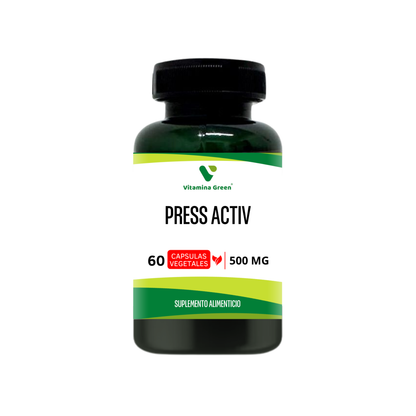 Vitamina Green Press Activ, Controla tu presión y circulación con ingredientes naturales como ajo y olivo. ¡Compra en Chile y mejora tu bienestar hoy!
