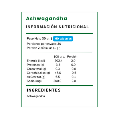 Ashwagandha Chile de Vitamina Green el suplemento natural ideal para reducir el estrés y la ansiedad. ¡Compra y encuentra tu calma hoy!