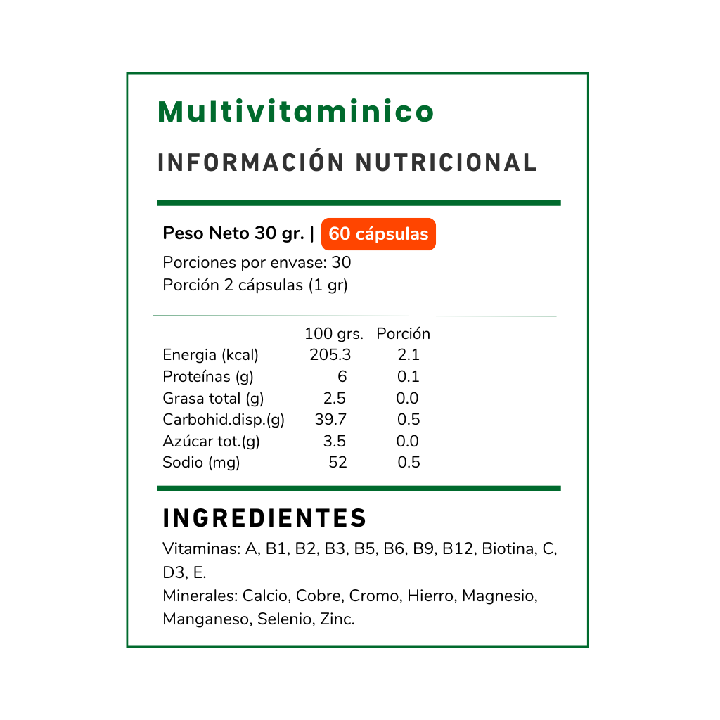 Multivitamínico y multimineral para más energía, defensa y bienestar. Refuerza tu salud cada día con ingredientes esenciales. ¡Activa tu vitalidad!
