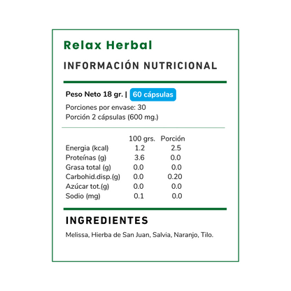 Vitamina Green Relax Herbal: Suplemento con Melissa y Tilo para reducir el estrés y la ansiedad. ¡Compra en Chile y siéntete en calma!