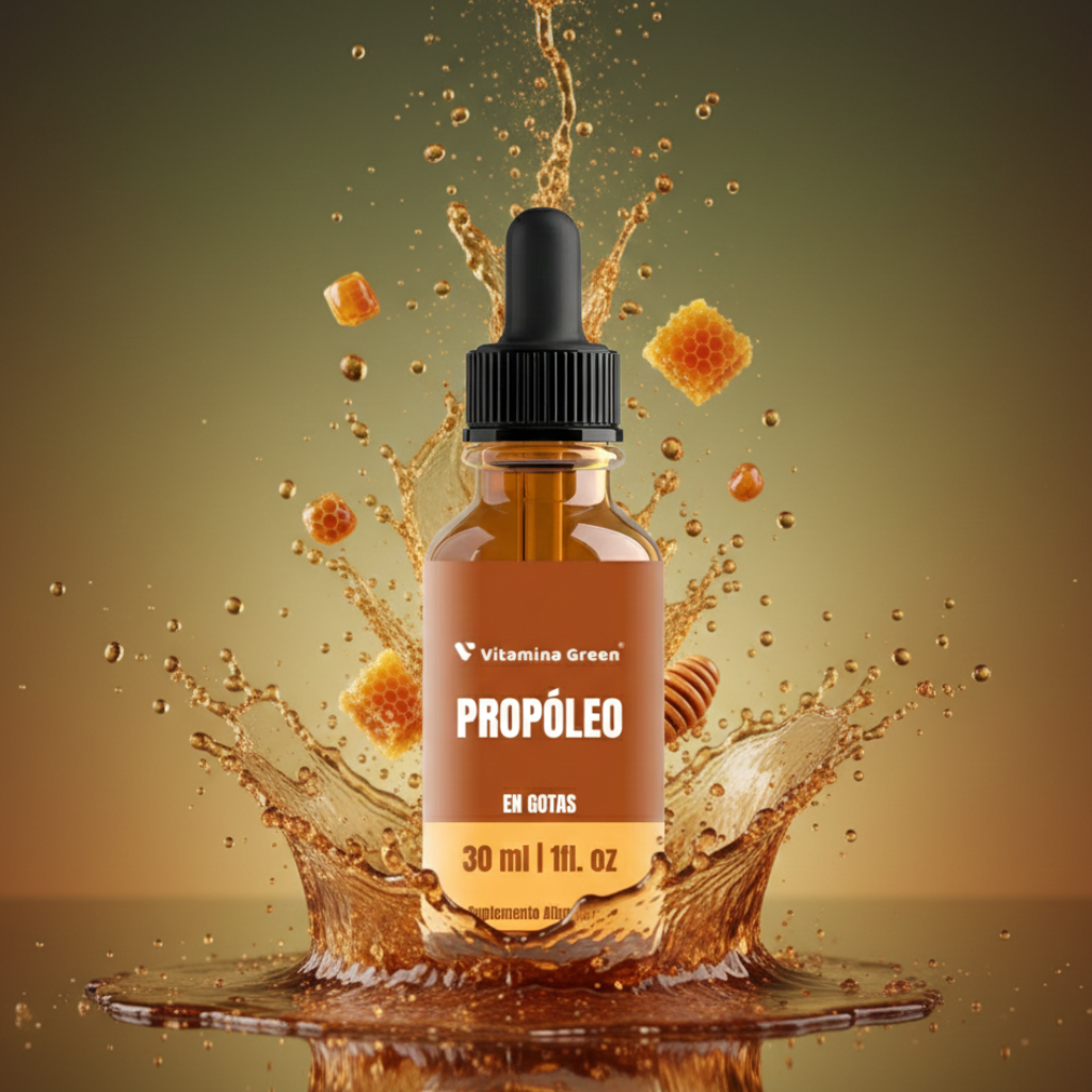 Propóleo Puro en Gotas 30 ml Vitamina Green, extracto de propóleo en formato gotas para complementar tu rutina. Envío a todo Chile.